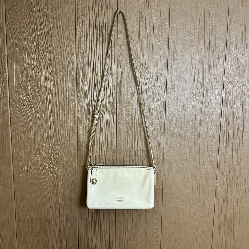 COACH Cream Leather Crossbody Pouch